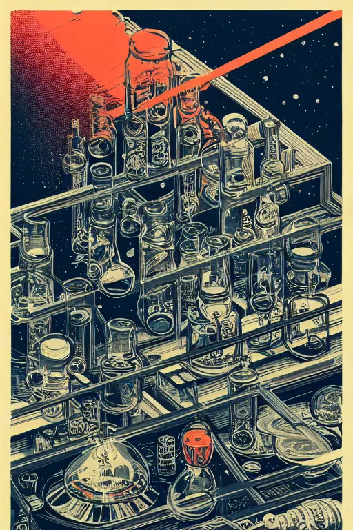 Image similar to majestic alchemist laboratory, high details, intricately detailed, by vincent di fate, inking, 3 color screen print, masterpiece, trending on artstation,, sharp, details, hyper - detailed, hd, 4 k, 8 k