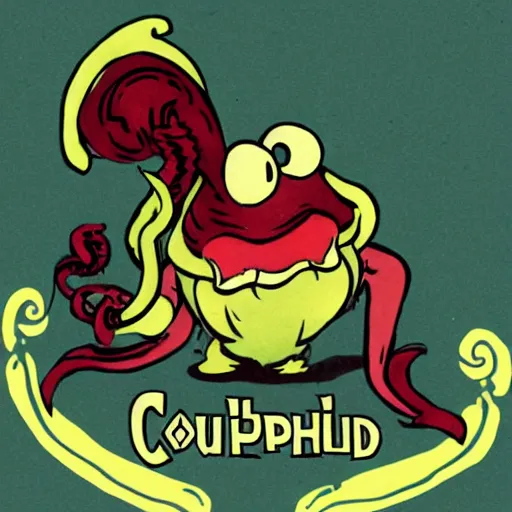 Prompt: Cthulhu in Cuphead, videogame still, clean 1930s style