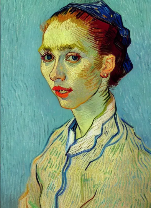 Image similar to portrait of a woman, detailed beautiful face in painting, detailed beautiful portrait, expressionist oil painting masterpiece, 8 k resolution, smooth, sharp focus, pastel color palette, trending on artstation, by van gogh