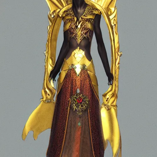 Prompt: elven princess wearing golden crown full body