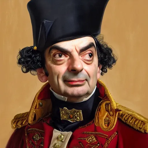 Image similar to a portrait of Mr Bean as Napoléon Bonaparte, detailed, centered, digital painting, artstation, concept art, donato giancola, WLOP, Boris Vallejo, Breathtaking, 8k resolution, extremely detailed, beautiful, establishing shot, artistic, hyperrealistic, octane render