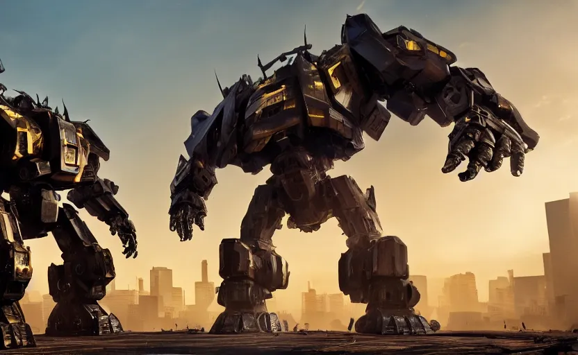 Prompt: an epic fight between two gigantic weaponized mechs in the middle of new york city, epic, cinematic, realistic, raytracing, 4 k, destructive, awesome, stunning