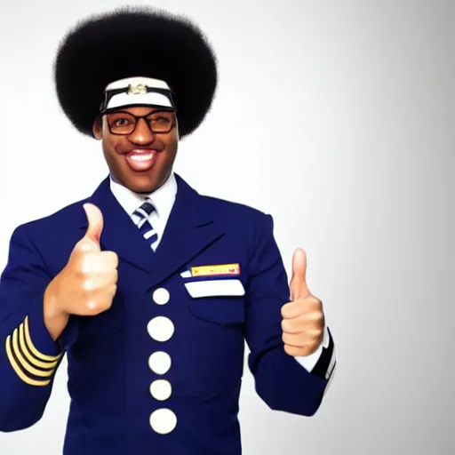 Image similar to a man in a sailor's uniform giving a thumbs up, a stock photo by Ray Parker, shutterstock, afrofuturism, bob ross, toonami, groovy