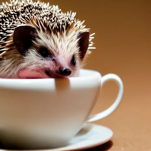 Image similar to baby hedgehog in a teacup, photography, bokeh, sigma 5 0 mm f / 1. 4, minimalistic, 8 k