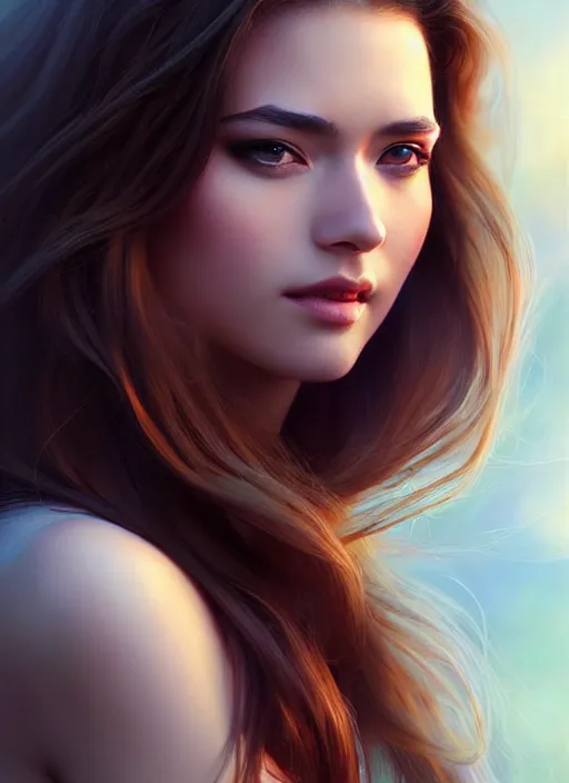 Prompt: a gorgeous female with long clean hair in the style of stefan kostic, realistic, full body shot, wide angle, sharp focus, 8 k high definition, insanely detailed, intricate, elegant, art by stanley lau and artgerm, floating embers