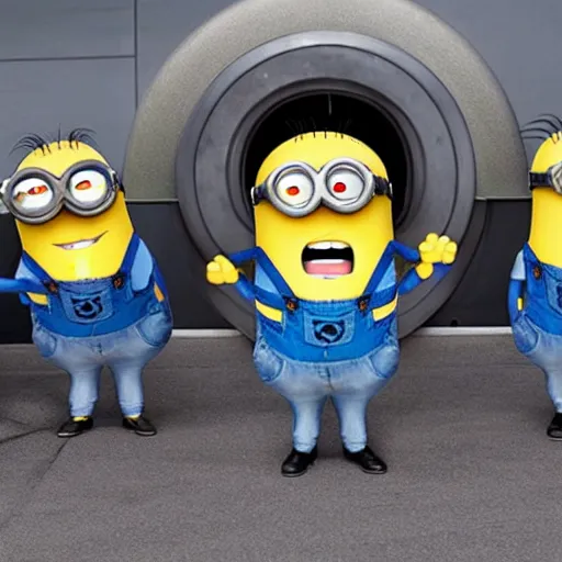 Prompt: minions working at tesla elon musk