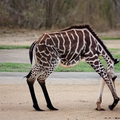 Prompt: photo of a hybrid between a raccoon and a giraffe