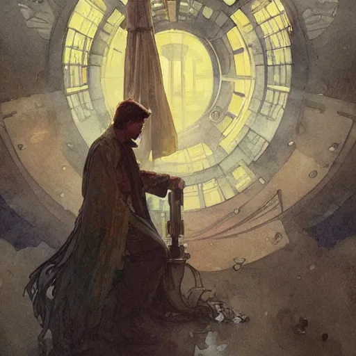 Prompt: a beautifull intricate watercolour painting of star wars scene, reflexions, verry high details by william turner art, greg rutkowski and alphonse mucha, trending on artstation, very very detailed, masterpiece, muted colors