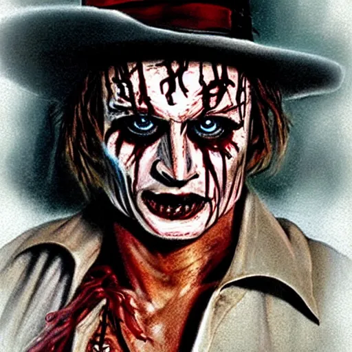 Image similar to (Johnny Depp) as Freddy Krueger from the movie A Nightmare on Elm Street