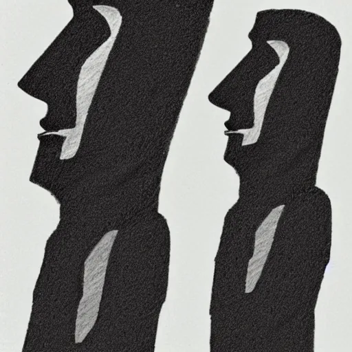 Image similar to easter island draft sketch using few strokes, pencil draft sketch, minimalistic, white background, contours only