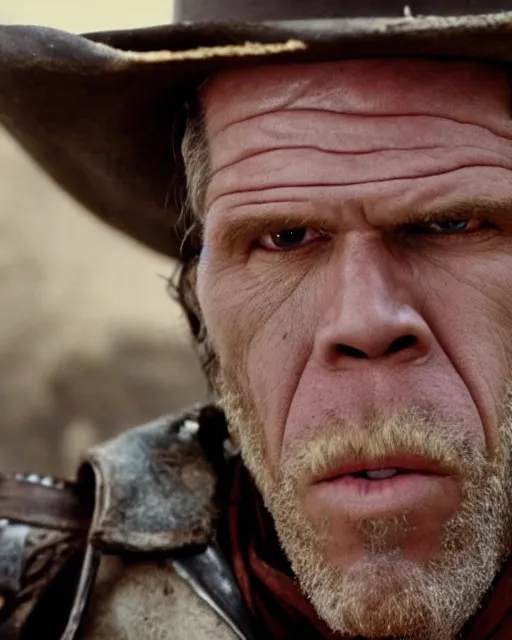 Prompt: film still close up shot of ron perlman in the movie a fistful of dollars. photographic, photography