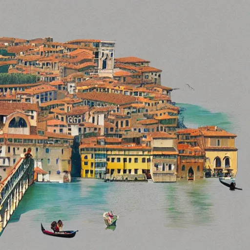 Prompt: origami of a mix of venice, florence, naples