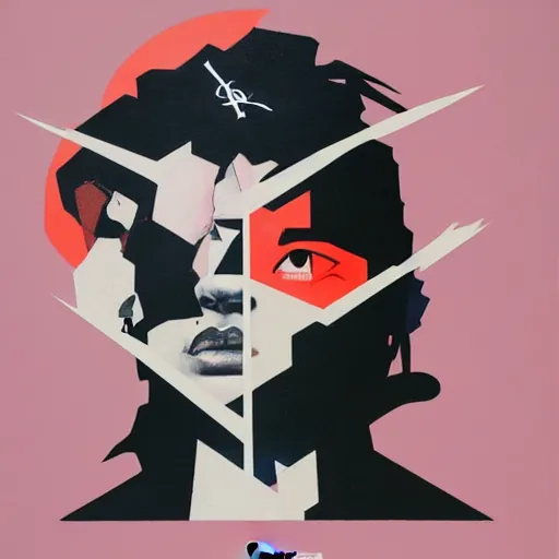 Prompt: YSL x Nike x Oni Akuma Profile Picture by Sachin Teng, asymmetrical, Organic Painting , Matte Painting, geometric shapes, hard edges, graffiti, street art,:2 by Sachin Teng:4