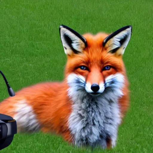 Prompt: a fox wearing a VR headset