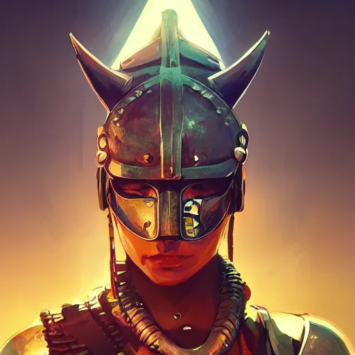 Image similar to cyberpunk viking helmet mask warrior goddess robot ninja fantasy, art gta 5 cover, official fanart behance hd artstation by jesper ejsing, by rhads, makoto shinkai and lois van baarle, ilya kuvshinov, ossdraws