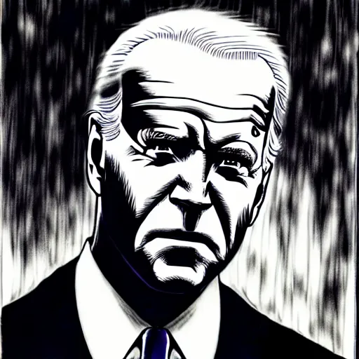 Image similar to Joe Biden looking sinister, by Tsutomu Nihei, highly detailed