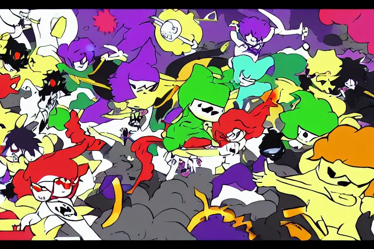 Image similar to The final battle in Homestuck, high quality screenshot