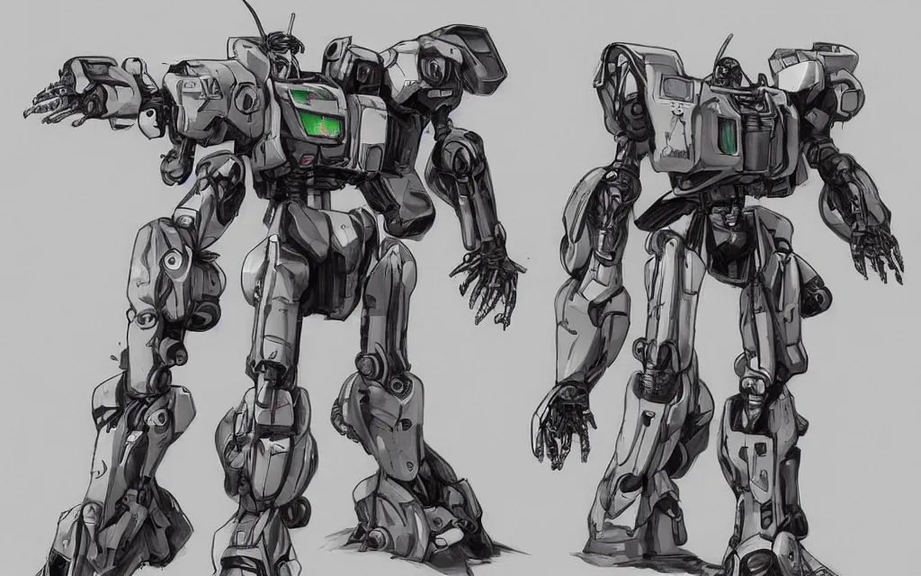 Prompt: concept art for a robotech mech by Kim Jung Gi trending on_artstation