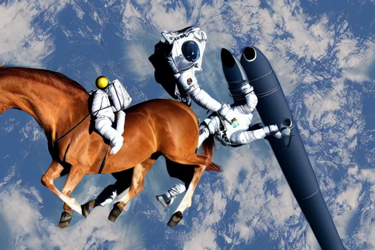 Image similar to horse lying on an astronaut