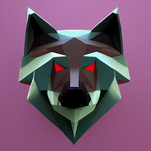 Image similar to low poly wolf face