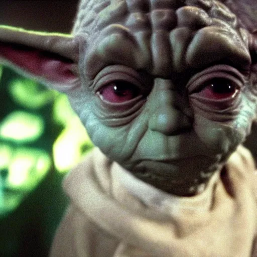 Prompt: a still of Yoda in Batman (1989), sharp focus, detailed, centered,