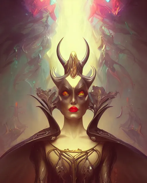Image similar to portrait of a beautiful maleficent cybernetic emanation, by pete mohrbacher and artgerm and wlop, digital art, highly detailed, intricate, fantasy, mystical, sharp focus, Trending on Artstation HQ, deviantart, unreal engine 5, 4K UHD image