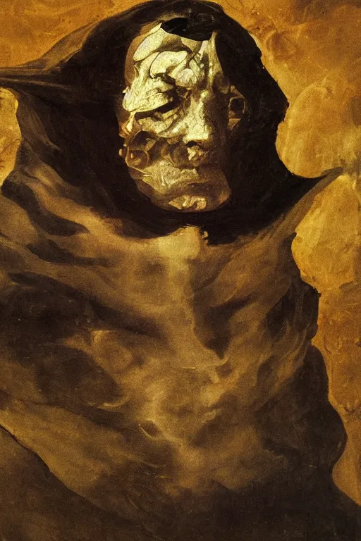 Image similar to mysterious portrait of medici emerging from the dark void, face partially melting like glitching out LSD effect, figure in the darkness of renaissance, Francisco Goya, painted by John Singer Sargant, Adrian Ghenie, style of Francis Bacon, highly detailed, 8k, trending on artstation