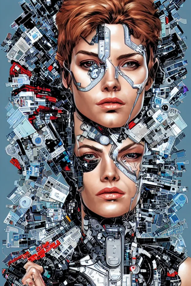 Image similar to a portrait of a beautiful cybernetically enhanced woman, by marvel comics and sandra chevrier