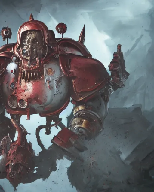 Image similar to hyper realistic portrait of heroic warhammer 4 0 k android head, cinematic, chaos marine, khorne, full head and shoulders, muppet, greg rutkowski, redshift, vray, octane