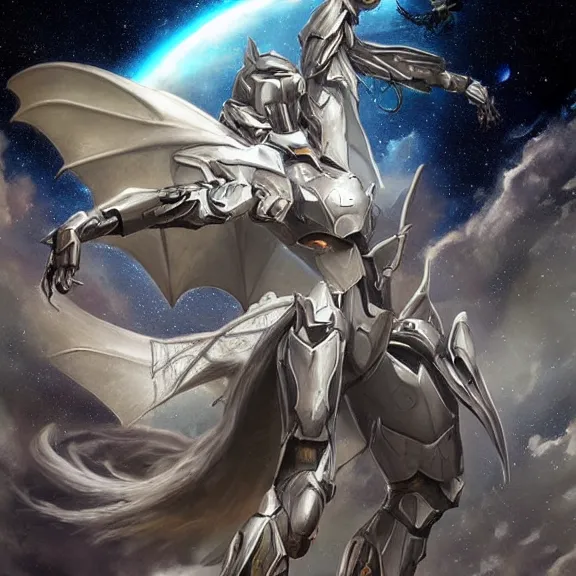 Image similar to giant stunning goddess shot, galactic sized beautiful hot anthropomorphic robot mecha female dragon, floating alone in space, larger than the planet, holding the earth, the earth a mere marble in her hand, detailed sleek silver armor, sharp claws, epic proportions, epic scale, highly detailed digital art, sci fi, furry art, macro art, dragon art, goddess art, warframe fanart, destiny fanart, anthro, furry, giantess, macro, furaffinity, deviantart, 8k 3D realism