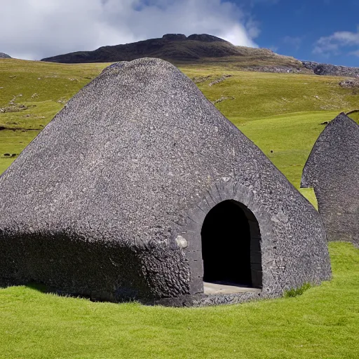 Prompt: medieval scottish blackhouse designed by marcel breuer, fujinon premista 1 9 - 4 5 mm