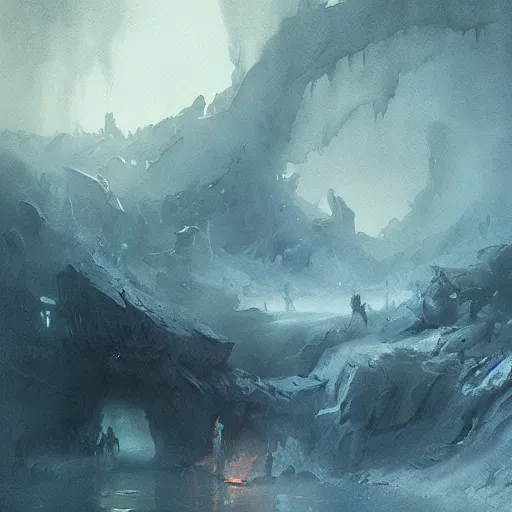 Image similar to watercolor of the depths of hell, trending on artstation, greg rutkowski, award - winning painting