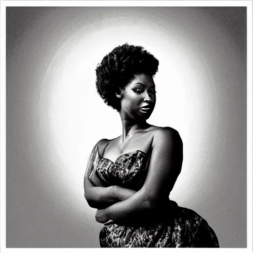 Image similar to photo of an afro woman in the style of george hurrell