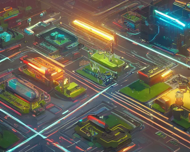 Image similar to fictional 3 d land plot, moe art style, isometric, inspired by cyberpunk 2 0 7 7, highly detailed map, realistic proportions, realistic lighting, hyperrealistic, octane render, unreal engine 5