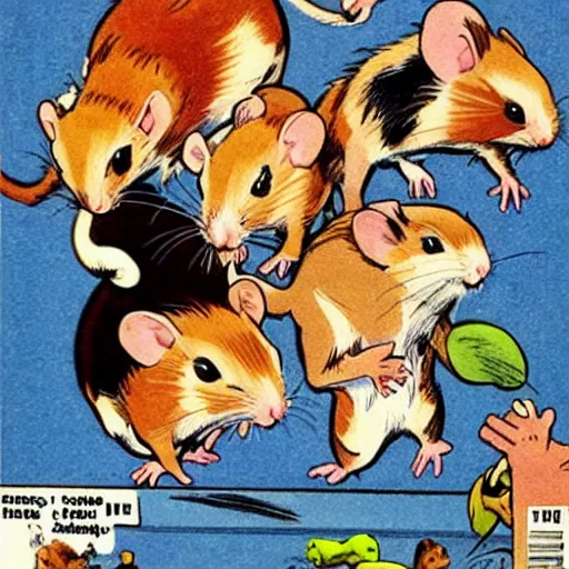 Image similar to hamster by john buscema, marvel comic about little pet rodents, gerbils, guinea pigs, hamsters