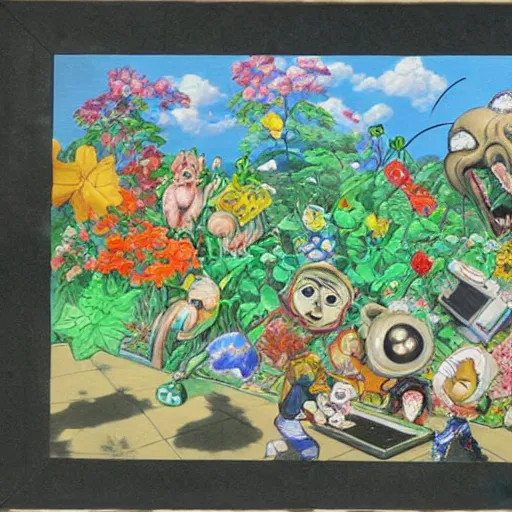 Image similar to a painting ken sugimori did when he was deeply schizophrenic