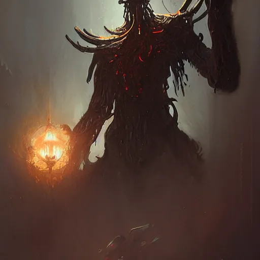 Prompt: mechanical king of mind flayer, elden ring, by greg rutkowski