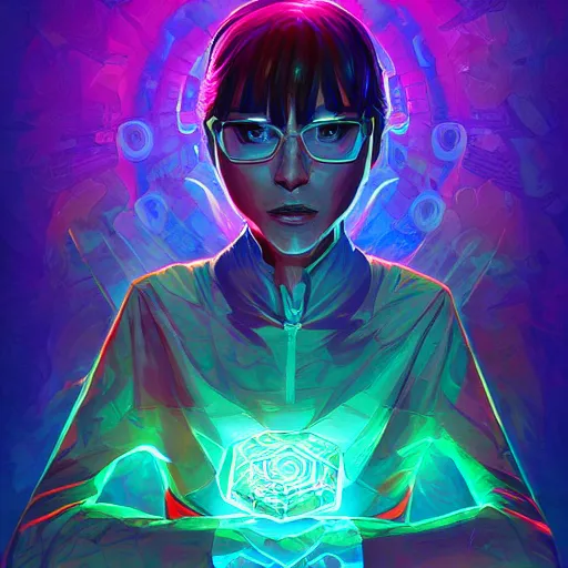 Image similar to skill magic geek inside matrix deepdream radiating a glowing aura stuff loot legends stylized digital illustration video game icon artstation lois van baarle, ilya kuvshinov, rossdraws,