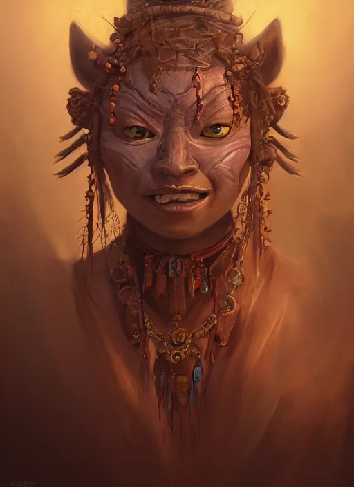 Prompt: a beautiful detailed oil on copper art illustration of a oni mask woman, centered, by charlie bowater, zeng fanzh, trending on artstation, dim dusk lighting, cinematic lighting, detailed lighting, volumetric lighting, realistic, f 8, 4 k hd wallpaper