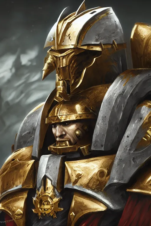 Image similar to armor portrait heros warhammer 4 0 k horus heresy fanart - the primarchs emperor by johannes helgeson animated with vfx concept artist & illustrator global illumination ray tracing hdr fanart arstation zbrush central hardmesh 8 k octane renderer comics stylized