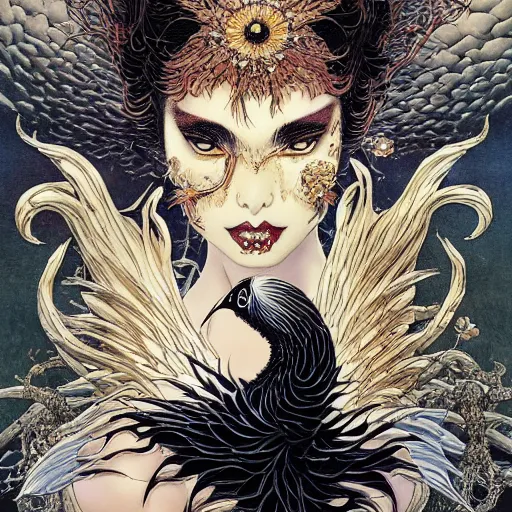 Image similar to black swan melting, by yoichi hatakenaka, masamune shirow, josan gonzales and dan mumford, ayami kojima, takato yamamoto, barclay shaw, karol bak