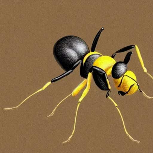 Prompt: A giant ant fighting a giant bee