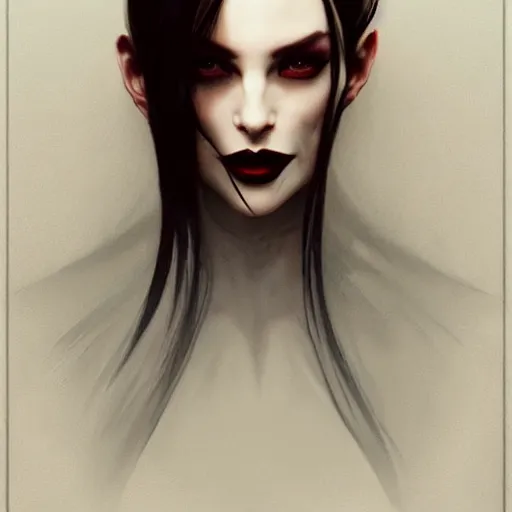 Prompt: perfectly - centered - portrait - photograph of evil sinister vampire, the perfect human female specimen, intricate, elegant, super highly detailed, professional digital painting, artstation, concept art, smooth, sharp focus, no blur, no dof, extreme illustration, unreal engine 5, 8 k, art by artgerm and greg rutkowski and alphonse mucha loish and wlop