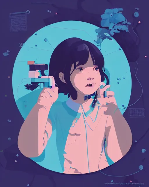 Image similar to a little girl is doing a science experiment. clean cel shaded vector art. minimalist illustration art by lois van baarle, artgerm, helen huang, petros afshar, sachin teng by makoto shinkai and ilya kuvshinov, rossdraws