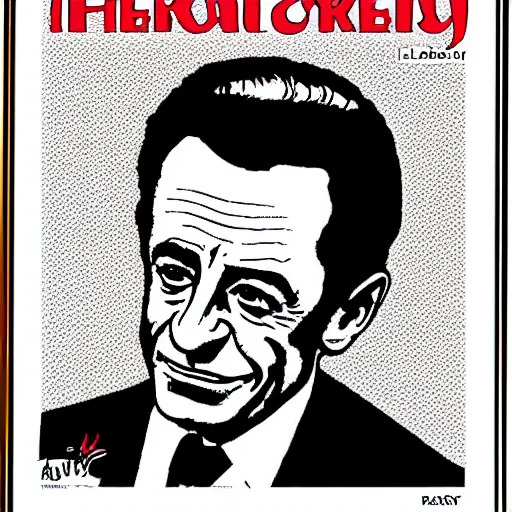 Prompt: portrait of Nicolas Sarkozy by Hergé, ligne claire