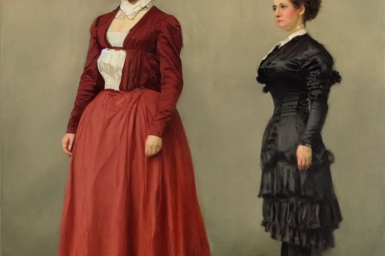 Prompt: a full body portrait of Rosalía as an Victorian-era Girl, oil painting