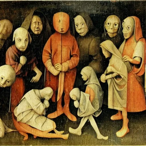 Image similar to the faceless children Hieronymus Bosch