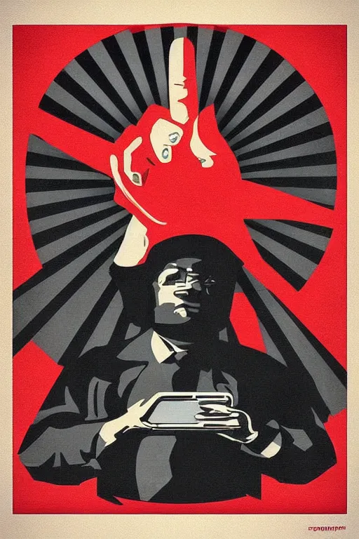 Image similar to “iphone in Soviet propaganda poster”