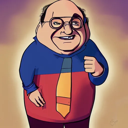 Prompt: danny devito as a character in the kids tv show gravity falls, trending on artstation