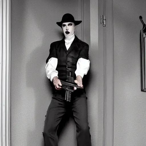Prompt: This is one of many stunning Vampires-Holding-Guns in the backrooms